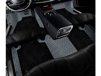 Double Layer Diamond Front and Rear Floor Mats; Base Layer Gray and Top Layer Black (07-13 Tundra Regular Cab w/ Bench Seat)