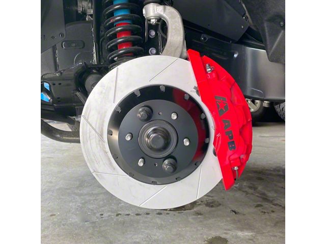 6-Piston Front Big Brake Kit with 16-Inch Slotted Rotors; Red Calipers (22-24 Tundra)