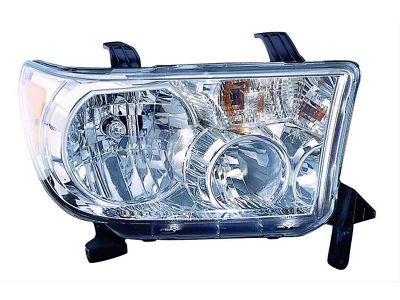 CAPA Replacement Halogen Headlight; Chrome Housing; Clear Lens; Passenger Side (07-13 Tundra w/o Level Adjuster)