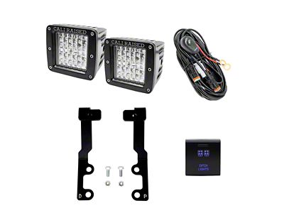 Cali Raised LED 3x2 LED Pod Lights with Low Profile Ditch Light Brackets and OEM Square Style Swtich (22-24 Tundra)