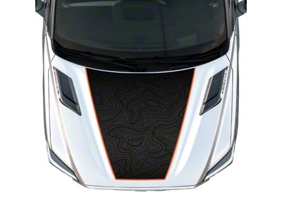 Topographic Map Hood Graphic; Black with Orange Outline (22-24 Tundra)