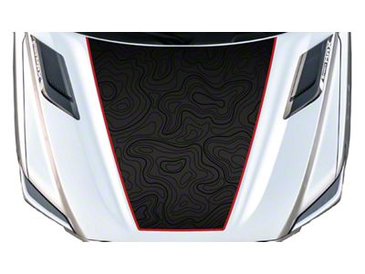 Topographic Map Hood Graphic; Black with Red Outline (22-24 Tundra)