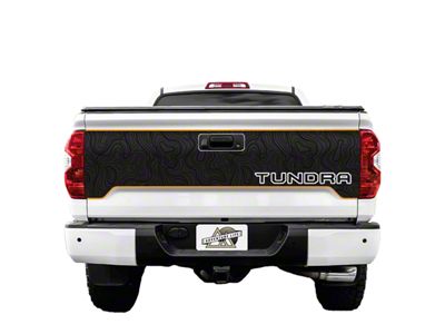 Topographic Map Tailgate Graphic; Black with Orange Outline (14-21 Tundra)