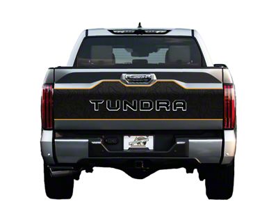 Topographic Map Tailgate Graphic; Black with Orange Outline (22-24 Tundra)