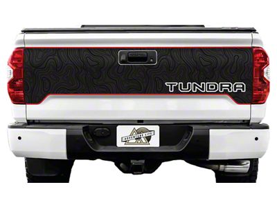 Topographic Map Tailgate Graphic; Black with Red Outline (14-21 Tundra)