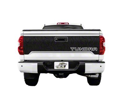 Topographic Map Tailgate Graphic; Black with Sky Blue Outline (14-21 Tundra)