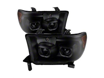 LED Halo Projector Headlights; Black Housing; Smoked Lens (07-13 Tundra)