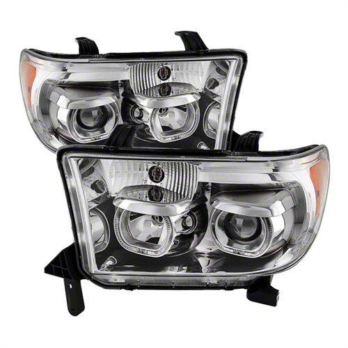 Tundra LED Halo Projector Headlights; Chrome Housing; Clear Lens (07-13 ...