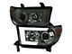 LED Light Bar Switchback Sequential Projector Headlights; Gloss Black Housing; Smoked Lens (07-13 Tundra w/o Level Adjuster)