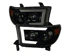 LED Light Bar Switchback Sequential Projector Headlights; Black Housing; Smoked Lens (07-13 Tundra w/o Level Adjuster)
