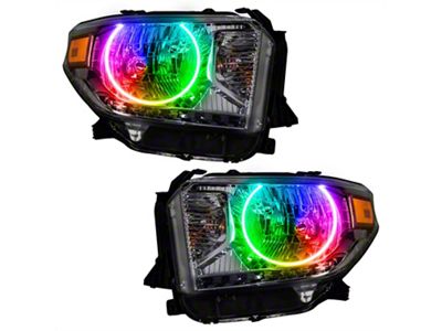 Oracle OE Style Headlights with ColorSHIFT Halo; Black Housing; Clear Lens (14-17 Tundra w/ Factory Halogen Headlights)