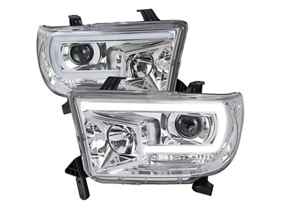 Projector Headlights; Chrome Housing; Clear Lens (07-13 Tundra w/o Level Adjuster)