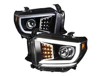 Projector Headlights; Gloss Black Housing; Clear Lens (14-21 Tundra w/ Factory Halogen Headlights)