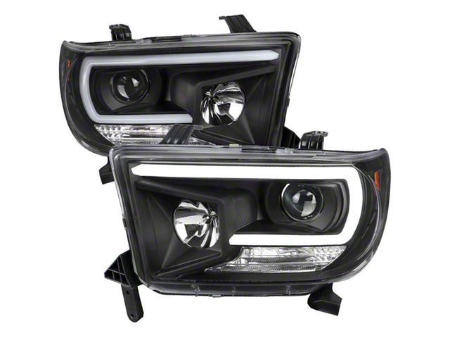 Projector Headlights; Matte Black Housing; Clear Lens (07-13 Tundra w/o Level Adjuster)