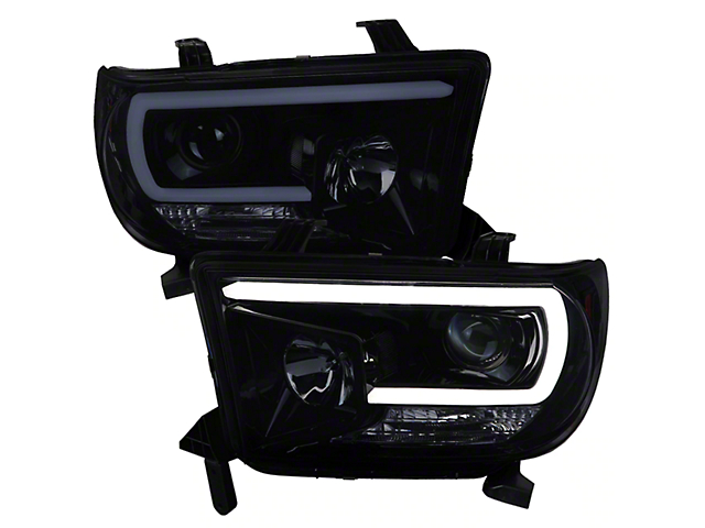 Projector Headlights; Gloss Black Housing; Smoked Lens (07-13 Tundra w/o Level Adjuster)