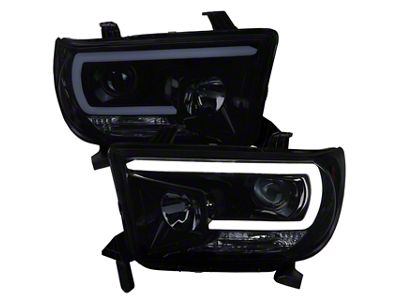 Projector Headlights; Gloss Black Housing; Smoked Lens (07-13 Tundra w/o Level Adjuster)