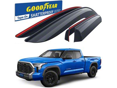 Goodyear Car Accessories Shatterproof Tape-On Window Deflectors (22-24 Tundra Double Cab)