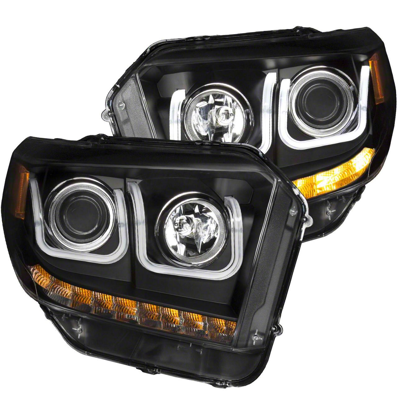 Tundra U Bar Projector Headlights With Led Drl Black Housing Clear