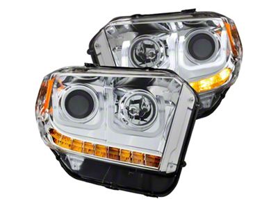 U-Bar Projector Headlights with LED DRL; Chrome Housing; Clear Lens (14-21 Tundra w/ Factory Halogen Headlights)