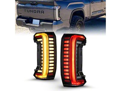 Anzo USA Z-Series Full LED Sequential Tail Lights with Initiation Feature; Black Housing; Clear Lens (22-24 Tundra w/o Factory Sequential Turn Signals)