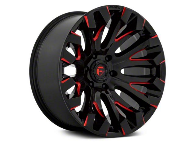 Fuel Wheels Quake Gloss Black Milled with Red Tint 5-Lug Wheel; 20x9; 1mm Offset (14-21 Tundra)