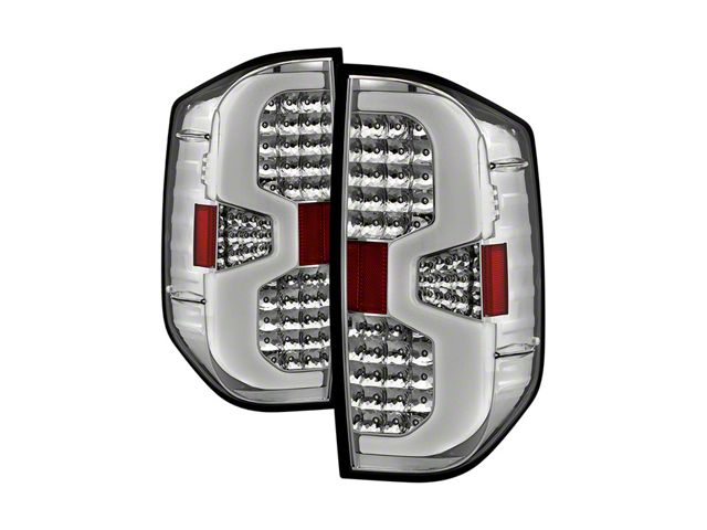 Light Bar Style LED Tail Lights; Chrome Housing; Clear Lens (14-19 Tundra)
