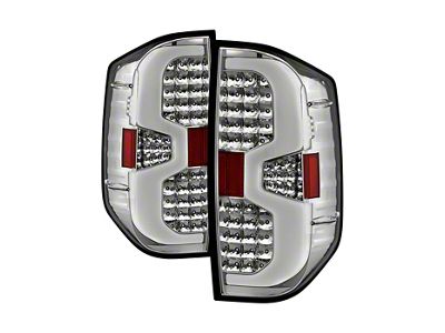 Light Bar Style LED Tail Lights; Chrome Housing; Clear Lens (14-19 Tundra)