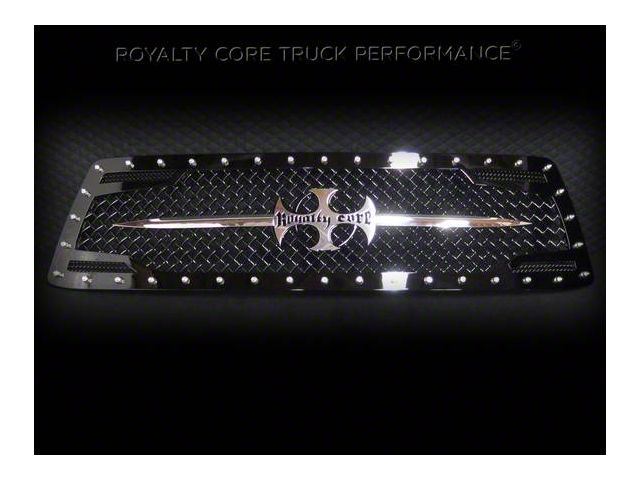 Royalty Core RC2 Twin Mesh Upper Grille Insert with Chrome Sword Assembly; Gloss Black (10-13 Tundra)
