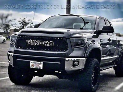 Royalty Core RC2 Twin Mesh Upper Grille Insert with Tundra Emblem; Gloss Black (14-17 Tundra)