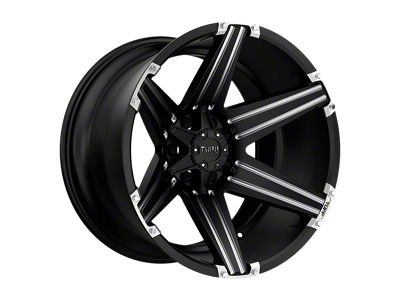 Tuff A.T. T12 Satin Black with Milled Spokes and Brushed Inserts 5-Lug Wheel; 20x10; -19mm Offset (07-13 Tundra)