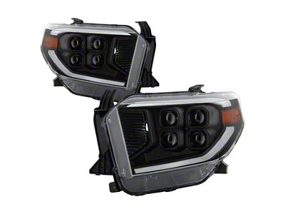 Full LED Headlights; Black Housing; Clear Lens (14-17 Tundra w/o Level Adjuster; 2018 Tundra SR, SR5)