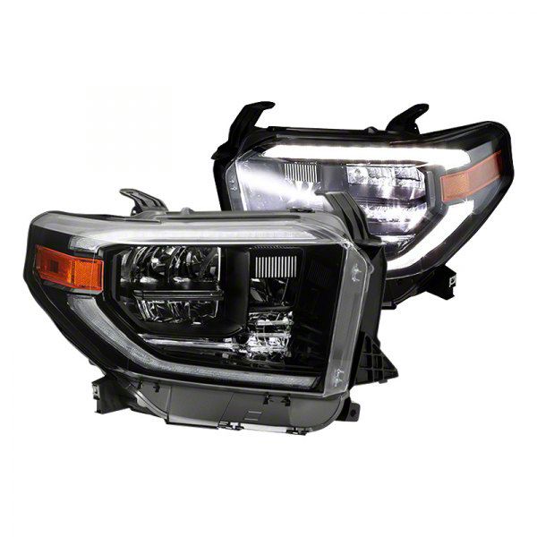 Tundra OEM Style Full LED Headlights; Black Housing; Clear Lens (14-17