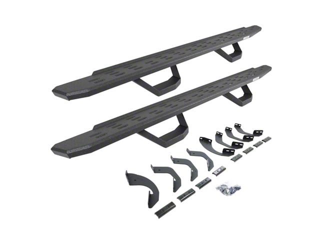 Go Rhino RB30 Running Boards with Drop Steps; Protective Bedliner Coating (22-24 Tundra Double Cab)