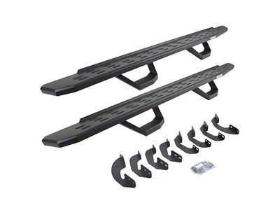 Go Rhino RB30 Running Boards with Drop Steps; Textured Black (07-21 Tundra Double Cab)