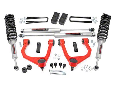 Rough Country 3.50-Inch Bolt-On Suspension Lift Kit with Lifted Struts and Premium N3 Shocks; Red (07-21 4WD Tundra, Excluding TRD Pro)