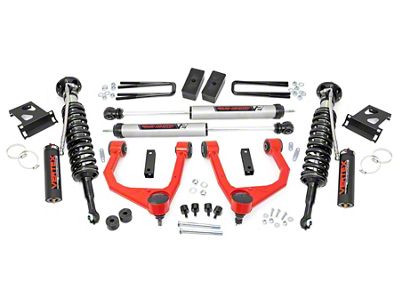 Rough Country 3.50-Inch Bolt-On Suspension Lift Kit with Vertex Adjustable Coil-Overs and V2 Monotube Shocks; Red (07-21 Tundra, Excluding TRD Pro)