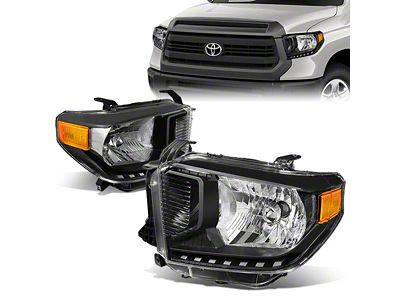 Factory Style Headlights; Black Housing; Clear Lens (14-17 Tundra)