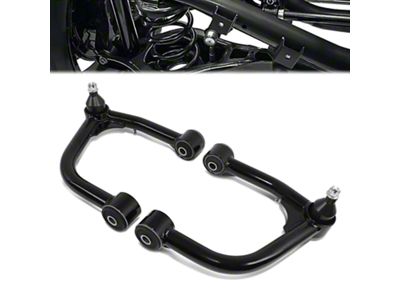 Front Upper Control Arms for 2 to 4-Inch Lift; Black (07-21 Tundra)