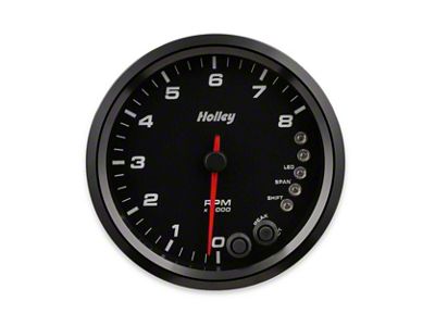 Holley 4-1/2-Inch 8K Tachometer with Shift Light; Black (Universal; Some Adaptation May Be Required)