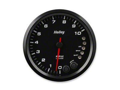 Holley 4-1/2-Inch 10K Tachometer with Shift Light; Black (Universal; Some Adaptation May Be Required)