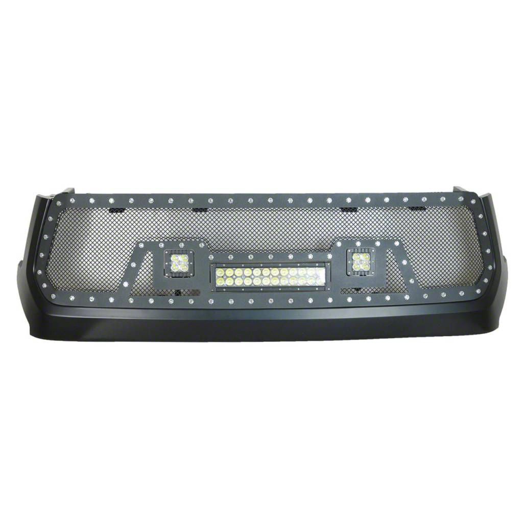Evolution Stainless Steel Wire Mesh Upper Replacement Grille with LED Lights; Black (14-21 Tundra)