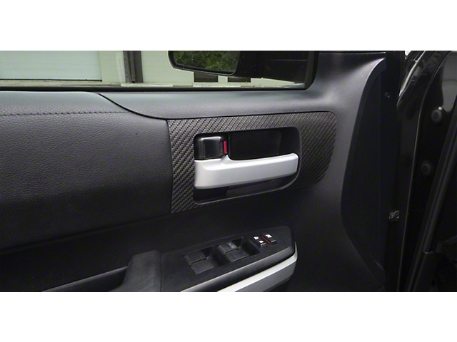 Front Door Handle Accent Trim; Raw Carbon Fiber (14-21 Tundra w/o Memory Seat Button)