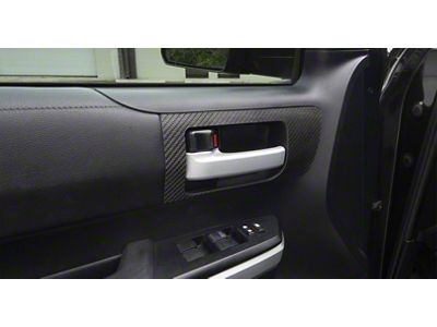 Front Door Handle Accent Trim; Raw Carbon Fiber (14-21 Tundra w/o Memory Seat Button)