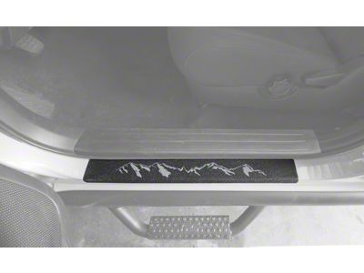 Rear Door Sill Protection with Mountain Logo; Textured Black (07-21 Tundra CrewMax)