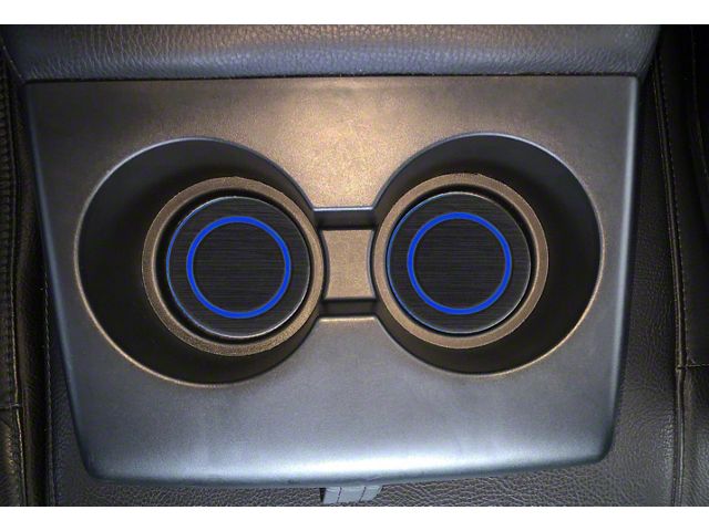 Rear Fold Down Seat Cup Holder Foam Inserts; Black/Blue (07-21 Tundra)