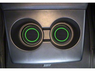 Rear Fold Down Seat Cup Holder Foam Inserts; Black/Green (07-21 Tundra)