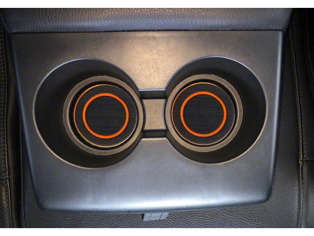 Rear Fold Down Seat Cup Holder Foam Inserts; Black/Orange (07-21 Tundra)