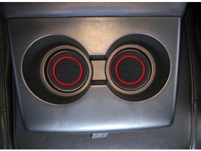 Rear Fold Down Seat Cup Holder Foam Inserts; Black/Red (07-21 Tundra)