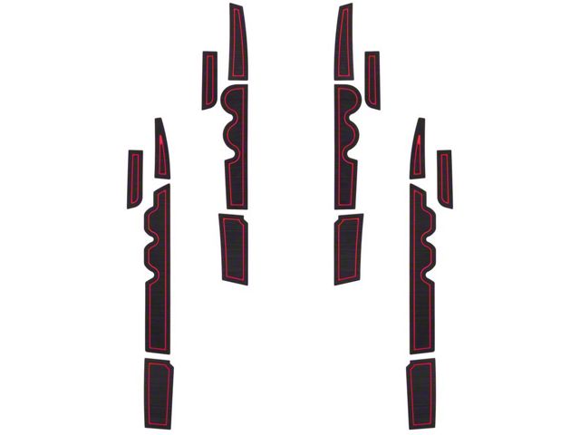 Side Door Pocket Foam Inserts; Black/Red (07-21 Tundra CrewMax)