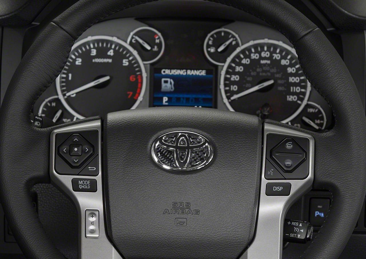 Tundra Steering Wheel Emblem Inserts; Domed Carbon Fiber (0721 Tundra)